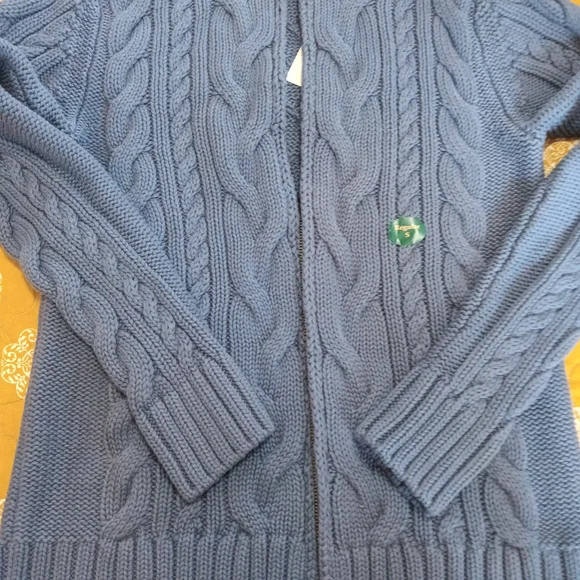 L.L. Bean Women's Cable Knit Blue Cardigan - Picture 7 of 7